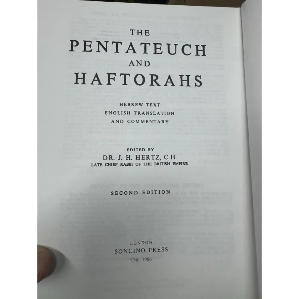 The Pentateuch and Haftorahs Hebrew w/ English Translation Dr. J H Hertz 2nd Ed